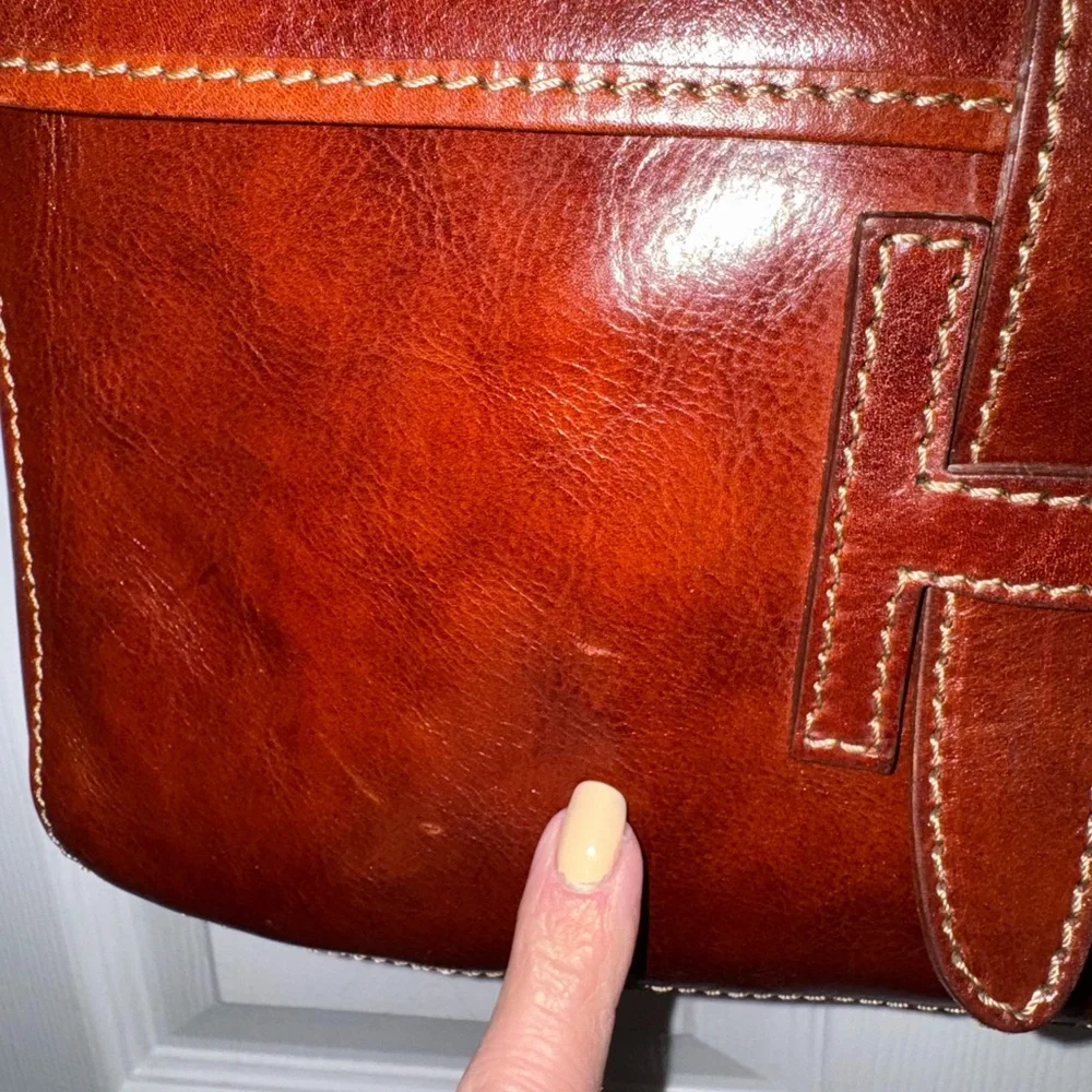 SALE💥Italian Leather Oversized ‘H’ Crossbody Vera Pelle Made in Italy Cognac - Picture 10 of 16